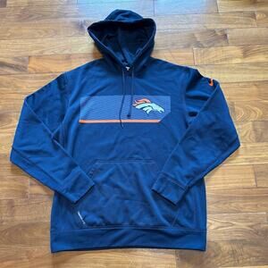 Nike Denver Broncos NFL Therma-FIT Pullover Hoodie Men's Size M Navy Blue